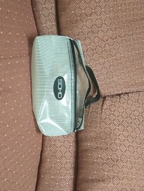 Soho Mint and Black Striped Cosmetic Pouch
